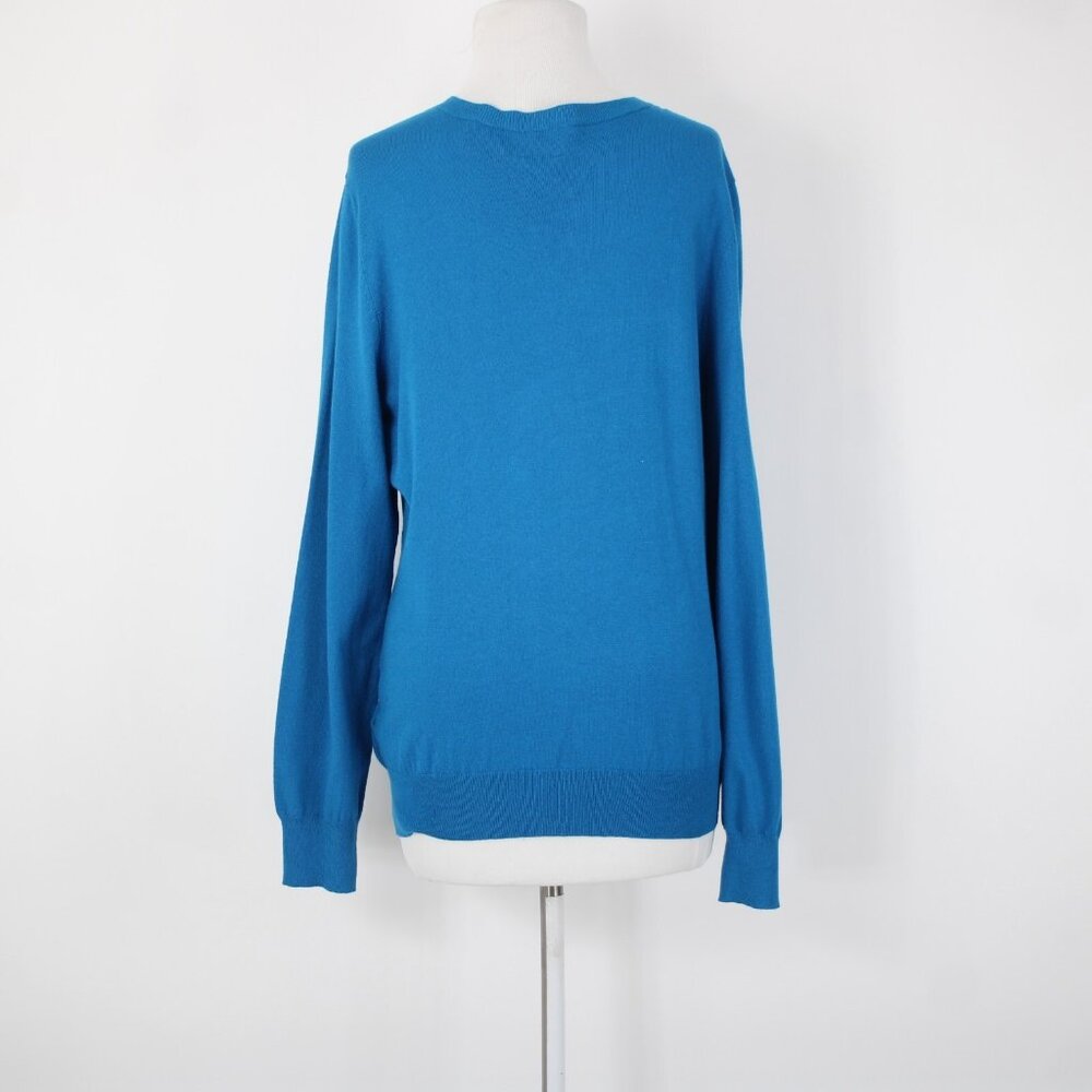 Anne Klein $89 Sz XL Peacock Blue Silver Buttons Viscose Cardigan Sweater - Picture 7 of 14